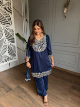 Cotton silk farshi salwar co-ord set with potli (Seher)